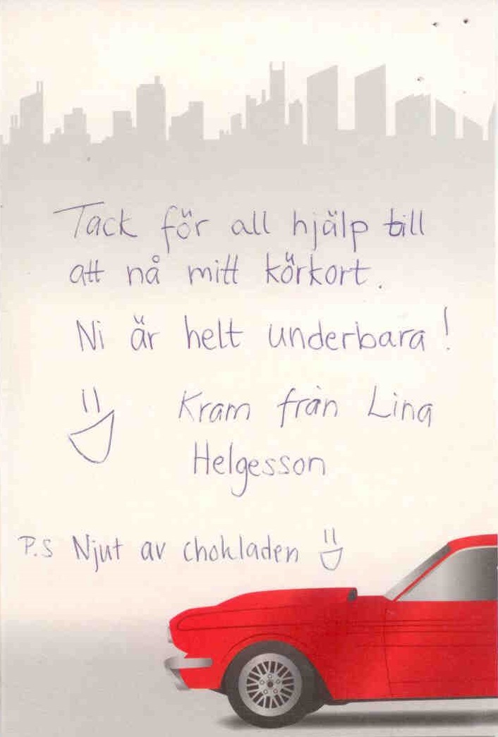 Tackkort Lina